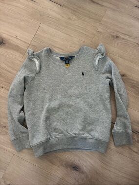 Polo by Ralph Lauren Girls' Light Gray Ruffle-Shoulder Sweatshirt